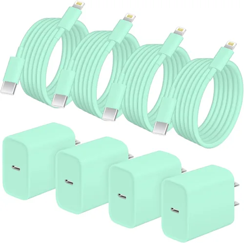 Miniatura 10 de AISNI Cargador para iPhone de carga rápida, paquete de 4 unidades de 20 W PD USB C con cable de carga rápida de 6 pies certificado MFi para iPhone