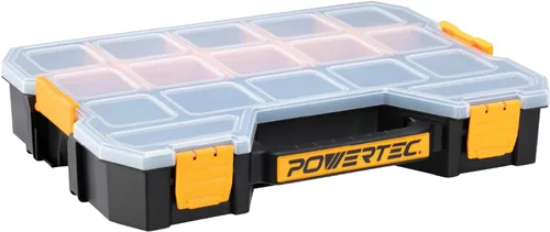 Miniatura 13 de POWERTEC Caja organizadora de herramientas apilable con separadores extraíbles, 17 compartimentos, entrelazado, diseño portátil, paquete de 2 Caja