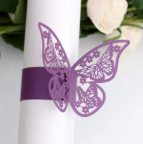 Miniatura 12 de 50 servilleteros de mariposa cortados con láser para cenas, mesas, diarios, bodas, aniversarios, fiestas, decoración de baby shower, suministros