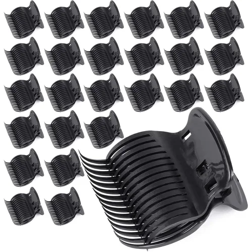 Tbestmax 24 clips de rodillo caliente para rizador de pelo, clip de garra, reemplazo de sección de cabello para mujeres y niñas, color negro