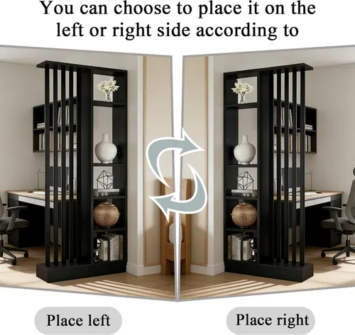 Miniatura 6 de Divisor de pared de habitación con estantes, pantalla de división de entrada de piso a techo, divisor de habitación independiente con estante