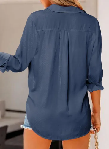 Miniatura 4 de Astylish Blusa casual de manga larga para mujer, cuello en V, elegante, con botones
