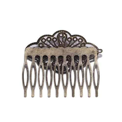 Miniatura 5 de 5 unids 52×56mm bronce antiguo peine para el pelo fabricación de joyas horquillas hallazgos ajuste 0.472 in cabujones de vidrio ajustes DIY pinzas