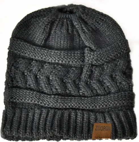 Miniatura 5 de ZOORON Gorro de cola de caballo para mujer, gorro de invierno de punto trenzado, cálido y desordenado
