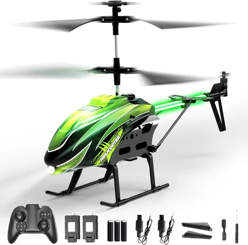 Dwi Dowellin Helicóptero a control remoto, juguete de helicóptero para niños con 26 minutos de vuelo (2 baterías), 8 modos de luz, fácil control