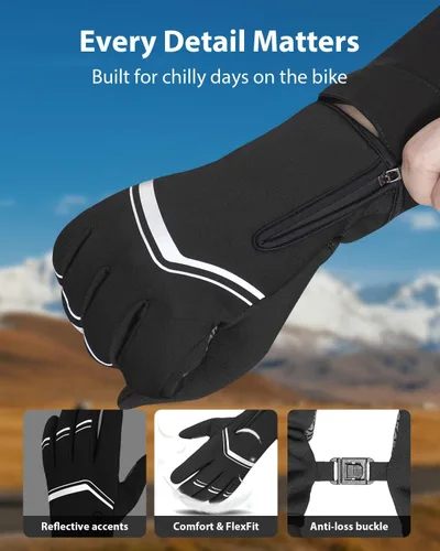 Miniatura 5 de RIGWARL Guantes de ciclismo de invierno para hombres y mujeres, guantes de ciclismo con pantalla táctil para hombres y mujeres, guantes de ciclismo
