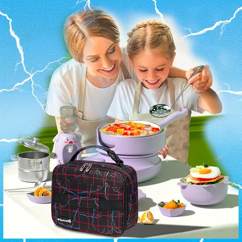 Miniatura 7 de Lonchera con aislamiento térmico para niños de 3, 4, 5, 6, 7, 8, 9, 10, 11, 12, para el regreso a la escuela, reutilizable, congelable, pequeña