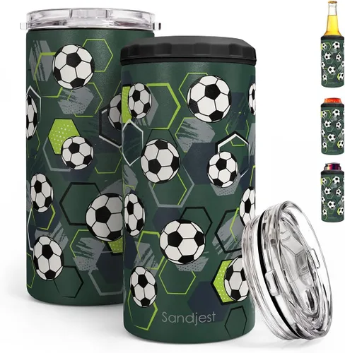 Miniatura 35 de SANDJEST Regalos para Papá Bonito de Bonus - Vaso de 12oz de la Hijastra, el Hijo - Diseño 4 en 1 Vaso de Papá Paso Aislante Enfriador de Latas