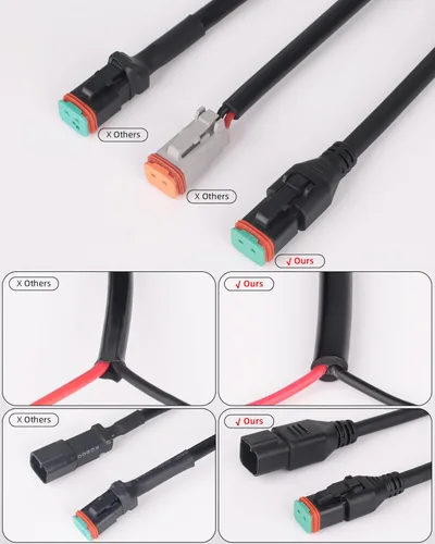 Miniatura 3 de Conectores de arnés de cableado macho hembra estilo DT, 2 juegos de adaptadores de cable de goma de 14 AWG, 2 pines Plug and Play para barra de luz