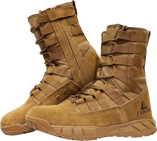Miniatura 7 de Botas tácticas militares de combate ligeras para hombre. Botas de desierto al aire libre para senderismo, ejército, transpirables, con cremallera