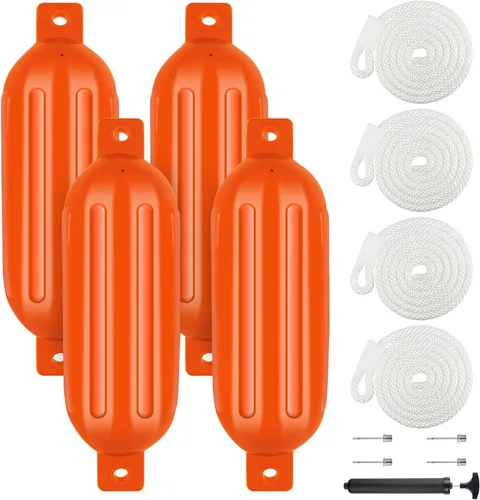 Miniatura 76 de Juego de 4 guardabarros para barco de 4.5/5.5/6.5/8.5/10/16 pulgadas, parachoques de vinilo con ojos gemelos acanalados, parachoques para barco