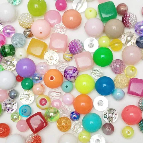 Miniatura 2 de Chenkou Craft Cuentas de plástico de 3.53 onzas (3.53 onzas), varios tamaños y colores, con agujero, cuentas sueltas (estilos y tamaños surtidos)
