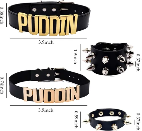 Miniatura 5 de YANCHUN Puddin Choker Necklace for Women Leather Spike Bracelet Halloween Costume Accessories