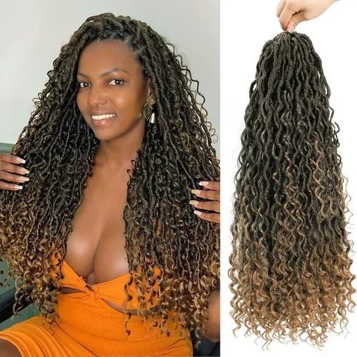 Miniatura 20 de Goddess Locs - Cabello de ganchillo de 8 pulgadas, 6 paquetes de rastas sintéticas de cabello de ganchillo para mujeres negras, cabello suave 1b