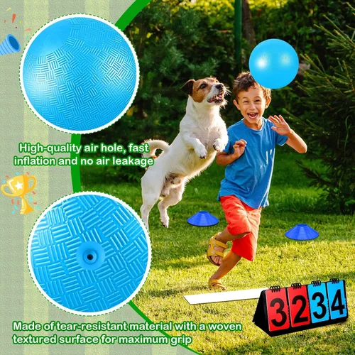 Miniatura 4 de Jenaai Juego de Kickball Deportivo de 18 Piezas Incluye Pelota de Patio de Juegos 5 Bases de Goma Plegables Bomba de Pelota Marcador Bolsa de Red 10