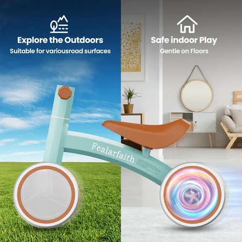 Miniatura 7 de Bicicleta de equilibrio para bebés de 1 año, niños y niñas, primera bicicleta para niños con 4 ruedas de iluminación colorida Bicicleta