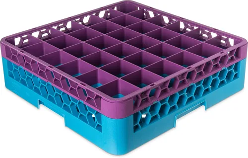 Miniatura 116 de Carlisle FoodService Products RG9-214 OptiClean Estante de vidrio con 9 compartimentos con 2 extensores, 7.12 pulgadas, polipropileno, azul