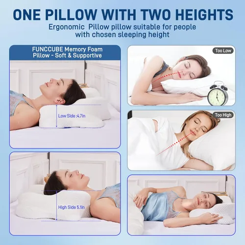 Miniatura 6 de Almohada cervical para el cuello – Almohada de espuma viscoelástica para aliviar el dolor de dormir, almohadas ergonómicas de contorno para dormir