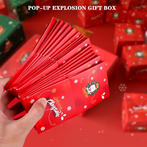Miniatura 6 de Caja sorpresa de regalo por dinero, caja de regalo sorpresa, explosión, cajas de regalo sorpresa de Feliz Navidad, caja de regalo plegable con Rojo