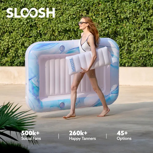 Miniatura 5 de SLOOSH Inflatable Tanning Pool Lounger Float, 70" x 46" Pool Floats Adult with Pillow, 4 in 1 Suntan Tub Raft Floatie,Sunbathing Bed Lounge for
