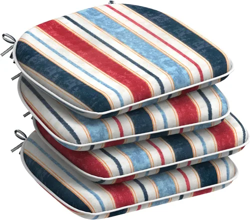 Miniatura 15 de DYTXIII Juego de 2 cojines para sillas de exterior con lazos, almohadillas repelentes al agua para sillas de patio de 17 x 16 pulgadas para muebles