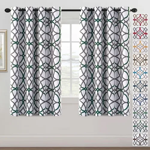 Miniatura 45 de H.VERSAILTEX Cortinas opacas con diseño impreso de 54 pulgadas de largo, juego de 2 paneles de cortinas con aislamiento térmico para dormitorio
