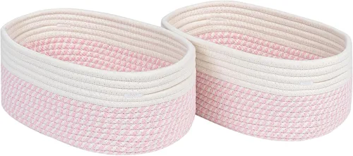 Miniatura 26 de CubesLand Cesta rectangular de organización/almacenamiento, cestas tejidas de cuerda de algodón natural para organizar, cesta pequeña para niños