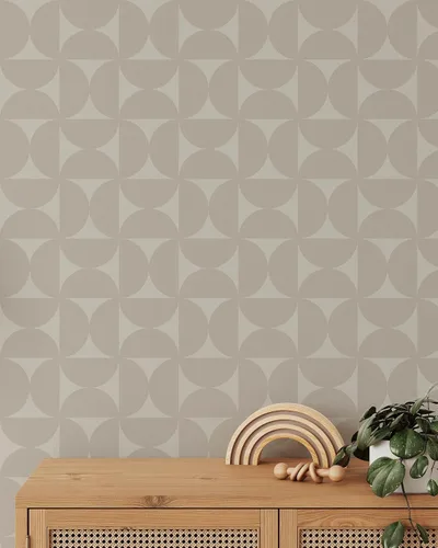 Miniatura 2 de Papel tapiz moderno semi círculos, papel tapiz autoadhesivo extraíble escandinavo, diseño minimalista geométrico