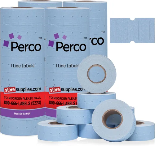 Miniatura 15 de Etiquetas azules Perco de 1 línea - 8 rollos, 1 funda, 8,000 etiquetas en blanco para pistolas de precio y fecha de 1 línea Perco - Fabricadas