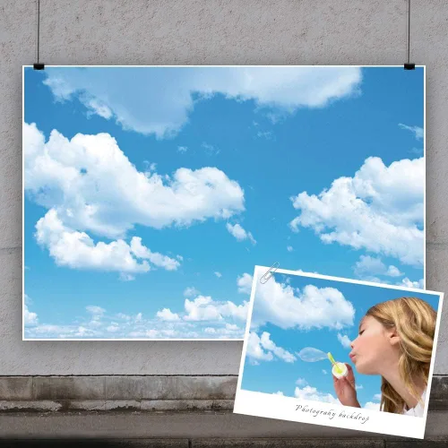 Miniatura 3 de Yeele - Telón de fondo de fotos de cielo azul, nubes blancas de 10 x 8 pies, primavera, sol, cielo, nubes, fondo de fotografía, fondo de fotografía