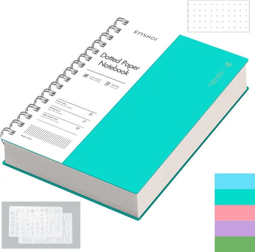Miniatura 26 de EMSHOI Cuaderno de espiral A4, diario punteado de viñetas, 11.2" X 8.27", 300 páginas/150 hojas, papel de cuadrícula de puntos de 100gsm, tapa