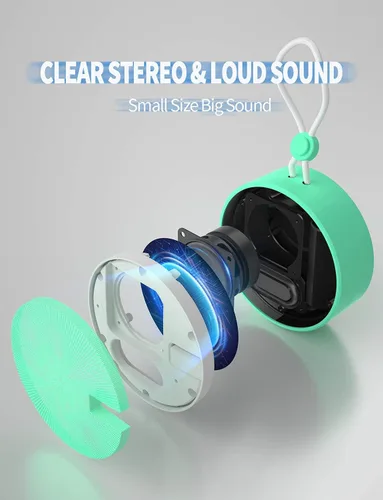 Miniatura 7 de Altavoz INSMY C12 IPX7 impermeable para ducha con Bluetooth, altavoz pequeño portátil, altavoces Bluetooth inalámbricos de sonido claro y fuerte