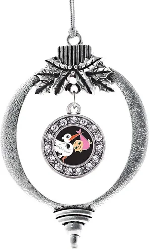 Miniatura 197 de Inspired Silver - Twin One - Adorno festivo de Navidad de plata - Adorno festivo de árbol de Navidad con dije de círculo y circonita cúbica
