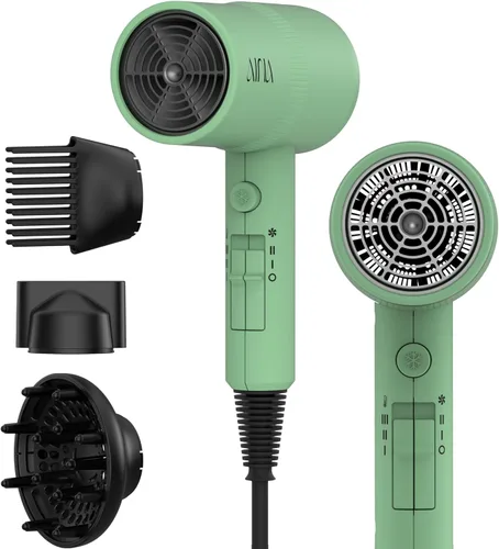 Miniatura 9 de AINA Secador de pelo con difusor, peine Secador de pelo para mujer, compacto, profesional, secado iónico Botón de disparo frío 110V/ALCI