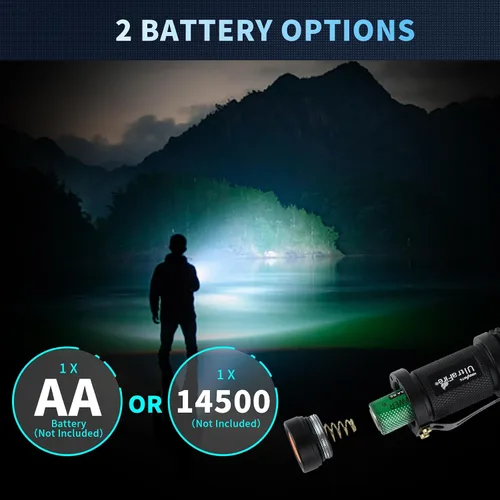 Miniatura 5 de UltraFire Pack de 5 linternas tácticas y pequeñas SK68, linterna de bolsillo de 7 W, 3 modos, foco ajustable, con zoom