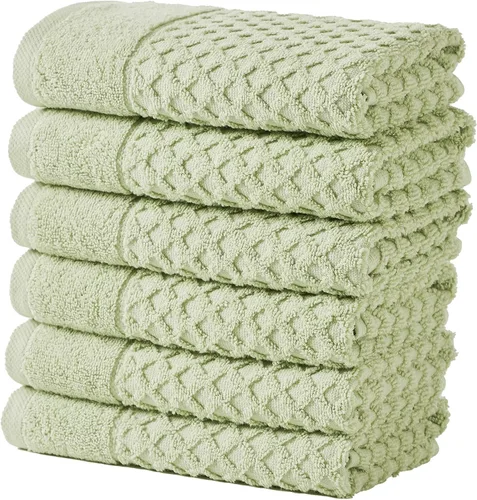 Miniatura 100 de Great Bay Home - Toallas de mano 100% algodón blanco, 6 toallas de baño suaves para manos, altamente absorbentes y de secado rápido, colección