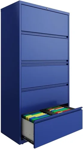 Miniatura 4 de UrbanPro Archivador lateral de metal de 36" con 5 cajones en azul clásico Blue