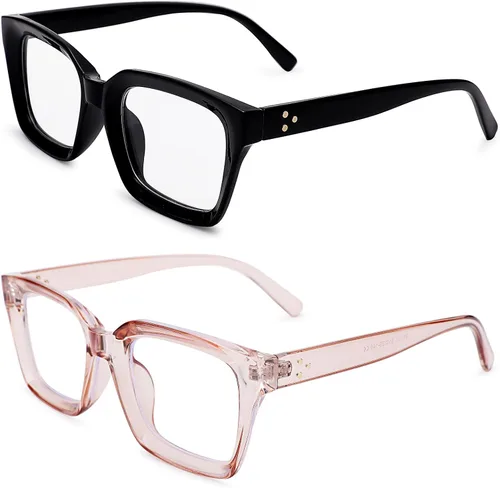 Miniatura 8 de COASION Lentes de bloqueo de luz azul, lentes clásicos gruesos con montura cuadrada para mujeres y hombres