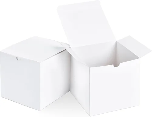 Miniatura 8 de SHIPKEY 10 cajas de regalo blancas con tapas, cajas de regalo cuadradas duraderas de 5 x 5 x 5 pulgadas, caja de regalo para bodas, Navidad