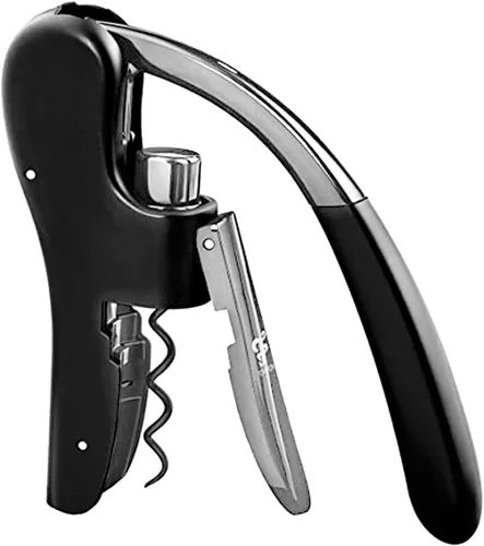 OGGI Sacacorchos Lever Action - Abridor de botellas de vino, sacacorchos manual de mano con bomba de palanca, diseño de pie, gusano antiadherente y