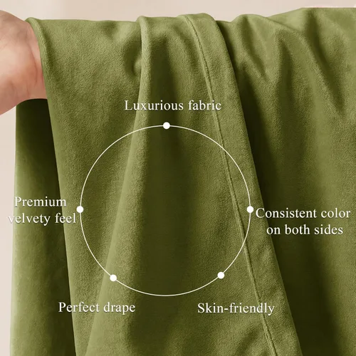 Miniatura 38 de StangH Cortinas de Terciopelo Verde Esmeralda de 96 Pulgadas - Cortinas Opacas de Terciopelo de Lujo Súper Suaves, Elegante Cobertura de Ventana