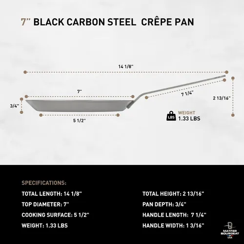 Miniatura 2 de Matfer Bourgeat Sartén para crêpes de acero al carbono negro, 7