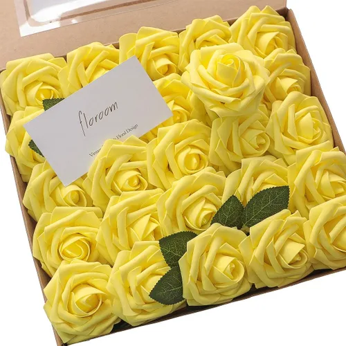 Miniatura 9 de Floroom Flores artificiales de espuma, aspecto real, con tallos, para manualidades, ramos de boda, centros de mesa, despedida de soltera, fiesta, 25