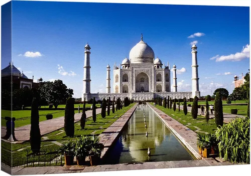 wall26 Lienzo impreso para pared, hito del Taj Mahal en Agra, India, arquitectura y mapas, fotografía de edificios, arte moderno, escénico,