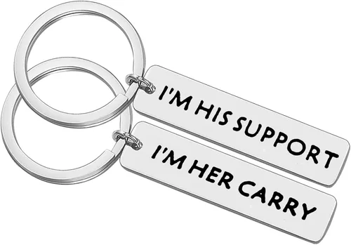 Regalos para parejas, juego de llaveros para él y ella, regalo de San Valentín, regalo de San Valentín, llavero con texto en inglés "I'm Her Carry
