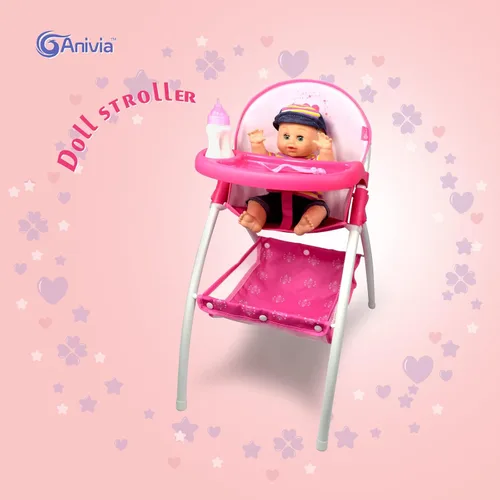 Miniatura 3 de Anivia Silla alta de muñeca de bebé, silla alta de juguete para muñeca de bebé (DH010-PINK)