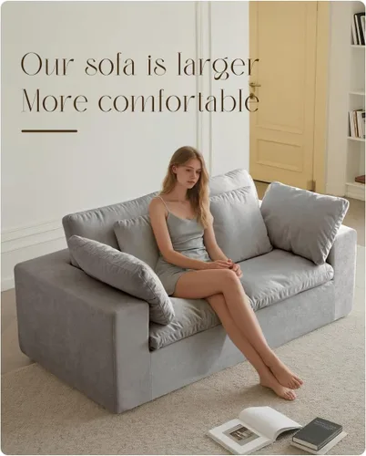 Miniatura 2 de Sofá modular de gran tamaño de 79 pulgadas, asiento profundo, sofás grandes y cómodos, cojín suave con relleno en forma de L, modular para sala