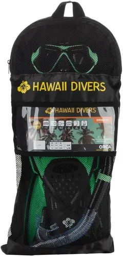 Miniatura 8 de Hawaii Divers Leilani Mask Snorkel and Fin Set, Adult Snorkeling Gear, Dual-Window Tempered Glass Mask, Dry-Top Snorkel, Adjustable Fins, Travel