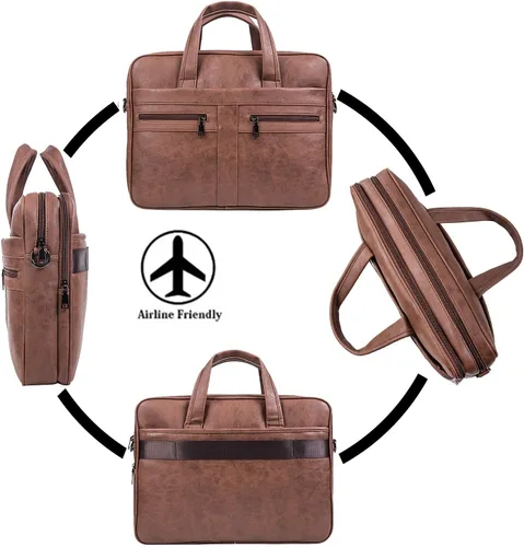 Miniatura 13 de seyfocnia Men's Leather Messenger Bag, Laptop Briefcase Business Satchel Computer