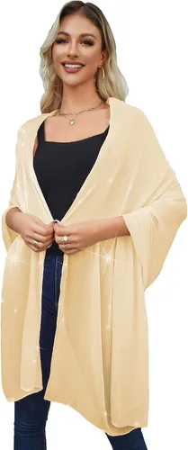 Miniatura 2 de REEMONDE Chales para mujer, chales de gasa brillante, hiyab, bufanda, pareo nupcial de boda, chales para vestidos de noche